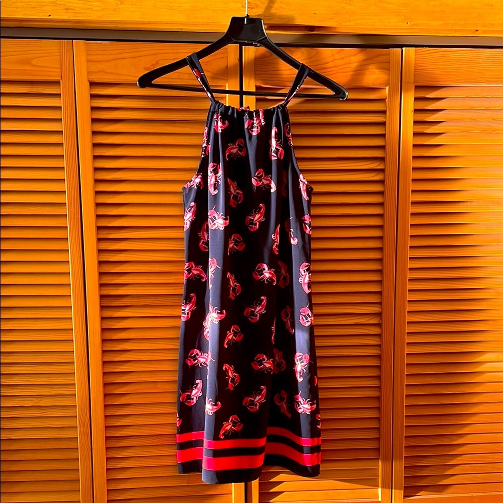 Stylish  Dress with Navy and pink/coral Lobster Print